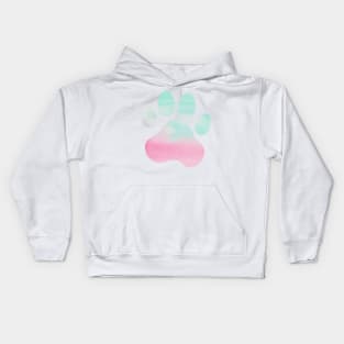 Pink and Teal Paw Print Kids Hoodie